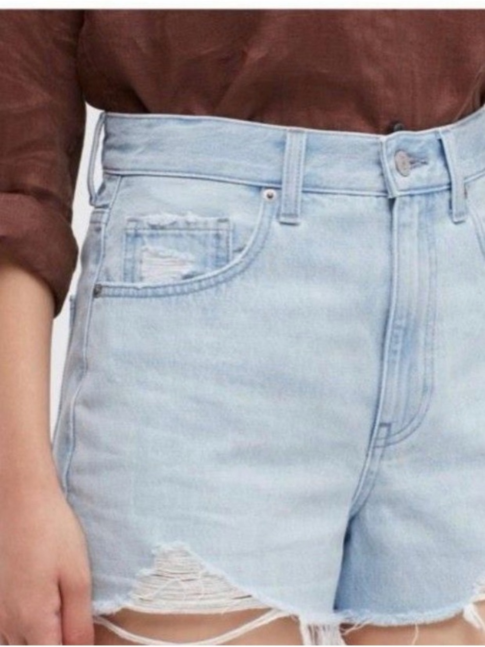 Uniqlo Light Blue High-Rise Denim Shorts